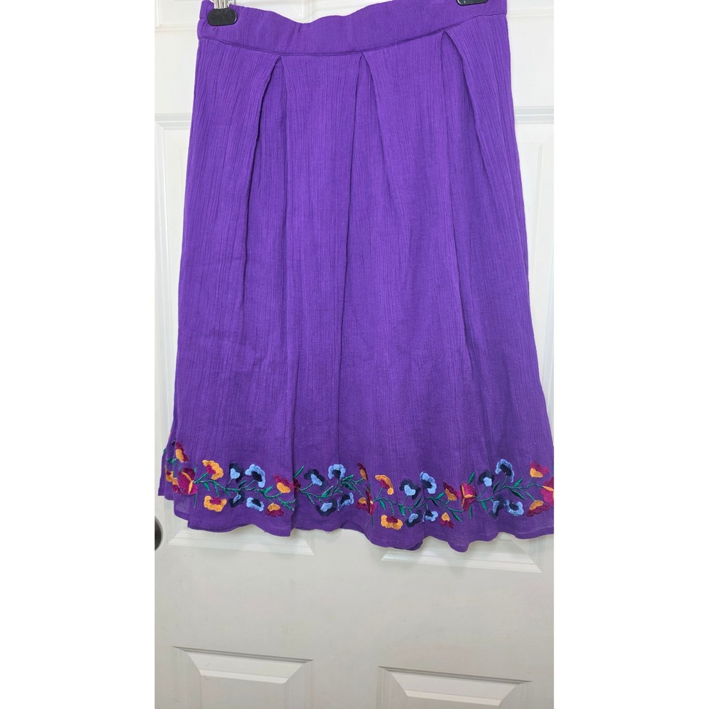 Antthony Original Skirt Women's M Purple Embroidered Floral Boho Festival